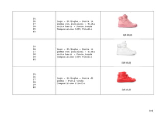 104	
35
36
37
38
39
40
Logo - Stringhe - Suola in
gomma con incisioni - Tinta
unita basic - Punta tonda
Composizione 100% Vitello
35
36
37
38
39
40
Logo - Stringhe - Suola in
gomma con incisioni - Tinta
unita basic - Punta tonda
Composizione 100% Vitello
35
36
37
38
39
40
Logo - Stringhe - Suola di
gomma - Punta tonda
Composizione Vitello
 