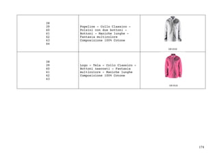 174	
38
39
40
41
42
43
44
Popeline - Collo Classico -
Polsini con due bottoni -
Bottoni - Maniche lunghe -
Fantasia multicolore
Composizione 100% Cotone
38
39
40
41
42
43
Logo - Tela - Collo Classico -
Bottoni nascosti - Fantasia
multicolore - Maniche lunghe
Composizione 100% Cotone
 