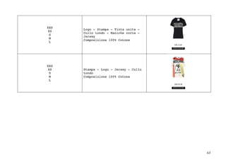 63	
XXS
XS
S
M
L
Logo - Stampa - Tinta unita -
Collo tondo - Maniche corte -
Jersey
Composizione 100% Cotone
XXS
XS
S
M
L
Stampa - Logo - Jersey - Collo
tondo
Composizione 100% Cotone
	
	
	
	
	
	
	
	
	
	
	
	
 