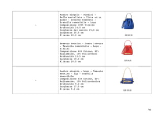 90	
-
Manico singolo - Piedini -
Pelle martellata - Tinta unita
basic - Interno foderato -
Tracolla removibile - Logo
Composizione 100% Vitello
Profondità 14.0 cm
Lunghezza del manico 25.0 cm
Larghezza 20.0 cm
Altezza 20.0 cm
Tessuto tecnico - Tasca interna
- Tracolla removibile - Logo -
Piedini
Composizione 44% Cotone, 41%
Poliammide, 15% Poliuretano
Profondità 13.5 cm
Larghezza 19.0 cm
Altezza 20.0 cm
-
Manico singolo - Logo - Tessuto
tecnico - Zip - Tracolla
removibile
Composizione 44% Cotone, 41%
Poliammide, 15% Poliuretanica
Profondità 9.0 cm
Larghezza 17.0 cm
Altezza 9.0 cm
 