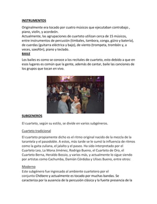 El cuarteto su historia, variación, artistas. | DOCX