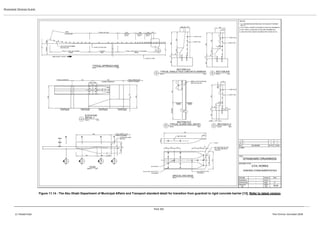 ROADSIDE DESIGN GUIDE
PAGE 301
11 TRANSITIONS FIRST EDITION -DECEMBER 2016
Figure 11.14 - The Abu Dhabi Department of Municipal Affairs and Transport standard detail for transition from guardrail to rigid concrete barrier [13], Refer to latest version.
 
