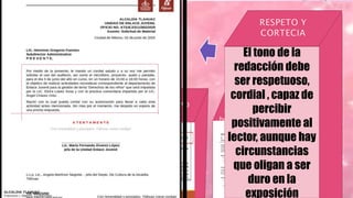 CUALIDADES DEL TEXTO
SENCILLE
Z
PRECISIO
N
CLARIDAD
ORIGINALI
DAD
Escribir con
palabras
conocidas y
de uso
común, pues
los vocablos
pedantes y
rebuscados
oscurecen el
pensamiento
Incidir
directamente
en el tema,
sin palabras
ni frases
innecesarias,
las ideas se
transmitirán
sin rodeos en
forma directa
No debe
presentarse a
falsas
interpretaciones
. Las oraciones
y los párrafos
debe ser de
poca extencion
para evitar
dudas o
ambigüedades
Cuando se
busca nuevas
formas de decir
las cosas sin
imitar a nadie,
es decir, ser
original pues
cada persona
tiene un estilo
inconfundible y
no siente ni
El tono de la
redacción debe
ser respetuoso,
cordial , capaz de
percibir
positivamente al
lector, aunque hay
circunstancias
que oligan a ser
duro en la
exposición
 