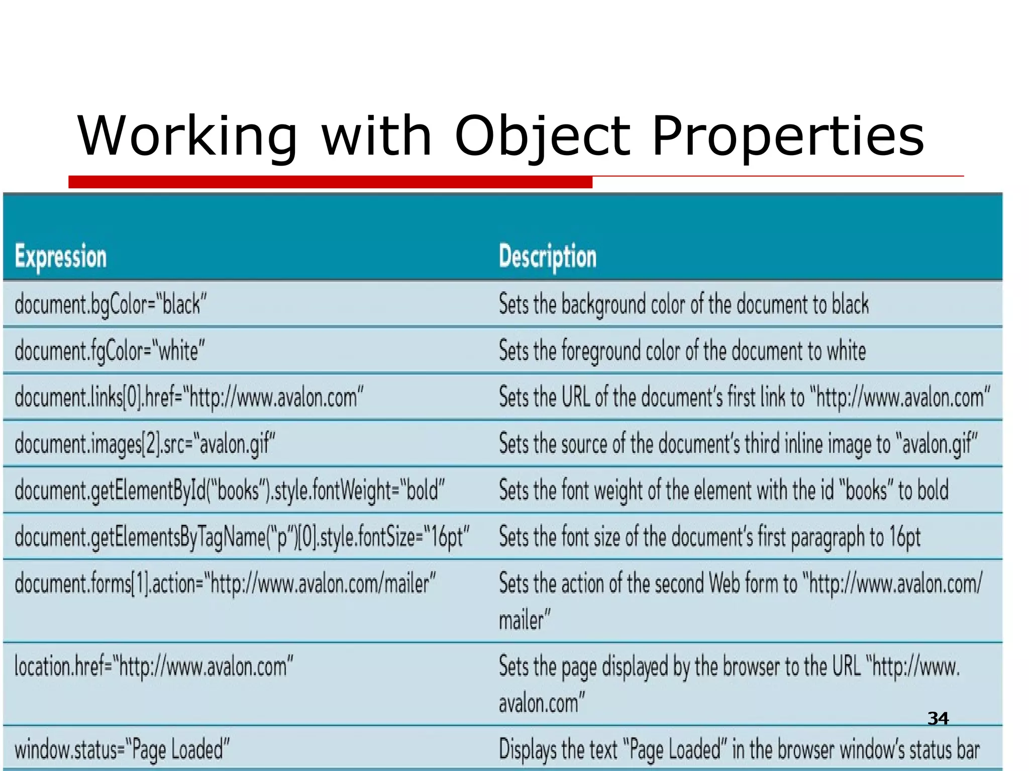 Working with Object Properties 
