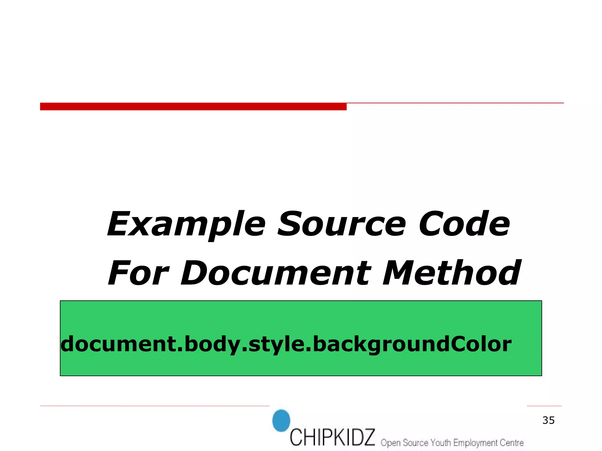 Example Source Code For Document Method document.body.style.backgroundColor 