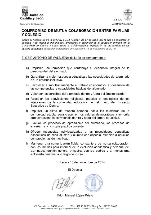 Documento compromisos ceip antonio de valbuena