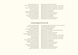 28
Lindaura Tavares de Lima
Lourdes Alves Santana Vendramin
Ana Claudia Pereira Dias
Maria de Lourdes Castro Duarte
Rosana Lopes Abreu
Ana Cleide do Carmo
Vanderrubia Sousa Silva Barbosa
Adriana Pedroso de Magalhães
Nilson Alves de Araújo
Carmensilva Duarte Rodrigues
Josenilton Nunes de Araujo
Ivone Gomes Martins
Simone Santos Luz
Representante da Educação Infantil
Representante do Ensino Fundamental – Anos Iniciais
Representante do Ensino Fundamental – Anos Iniciais
Representante do Ensino Fundamental – Anos Finais
Representante do Ensino Fundamental – Anos Finais
Representante de Linguagem
Representante de Matemática
Representante de Ciências da Natureza
Representante de Ciências Humanas
Representante de Linguagem
Representante de Matemática
Representante de Ciências da Natureza
Representante de Ciências Humanas
Comissão Regional de Pires do Rio
Cristianne Ângela Miguel
Ana Lúcia Teixeira de Araújo
Leida Corrêa da Silva
Lucia Helena de Assis Machado
Shirley Borges da Cunha
Claudimira Damasceno Bastos
Veanney Monod Emílio Vaz
Raquel Rodrigues de Andrade Dutra
Vanusa Pereira da Silva Vaz
Sandra de Oliveira
Taysa de Mesquita
Denise dos Santos Miguel
Maria Joaquina Ferreira de Araújo
Carmem Lúcia Alves Moraes
Eliana Cláudia Pinto Trentim
Lúcia Santana Bastos
Fernanda de Paula Costa e Silva
Rosalina Aparecida Borges
Tiago César Ribeiro
Adilson dos Reis Felipe
Coordenadora Regional de Educação, Cultura e Esporte
Secretária Municipal de Educação
Diretora de Núcleo Pedagógico
Coordenadora Pedagógica
Representante do Conselho Municipal de Educação
Representante do Sintego
Representante das Escolas Particulares
Representante da Educação Infantil
Representante do Ensino Fundamental – Anos Iniciais
Representante do Ensino Fundamental – Anos Iniciais
Representante do Ensino Fundamental – Anos Finais
Representante do Ensino Fundamental – Anos Finais
Representante de Linguagem
Representante de Matemática
Representante de Ciências da Natureza
Representante de Ciências Humanas
Representante de Linguagem
Representante de Matemática
Representante de Ciências da Natureza
Representante de Ciências Humanas
 