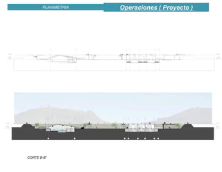 Operaciones ( Proyecto )PLANIMETRIA
CORTE B-B”
CALLE SEPTIMA
TALUD
RAMPA PEATONAL
ZONA DE
PERMANENCIA
PISCINA
VESTIERES
TALUD RECORRIBLE
ESCALERAS
GRADERIAS
CUBIERTA
TRANSITABLE
CANCHA DE BALONCESTO
TALUD HABITABLE
CIRCULACION VEHICULAR PARQUEADERO CIRCULACION VEHICULAR
RAMPA PEATONAL
CUBIERTA TRANSITABLE TALUDGIMNASIO DESCUBIERTO
PLAZA DE ACCESO
5"
5"
5
5
6
6
7
7
8
8
8"
8"
17
17
18
18
 