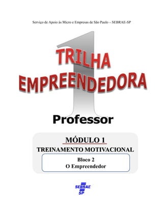 Orientações ao professor: Módulo 1 – Treinamento Motivacional 21
Serviço de Apoio às Micro e Empresas de São Paulo – SEBRAE-SP
 