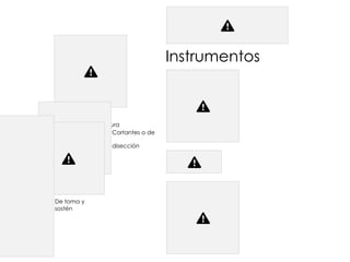 De sutura
Cortantes o de
disección
De toma y
sostén
Instrumentos
 