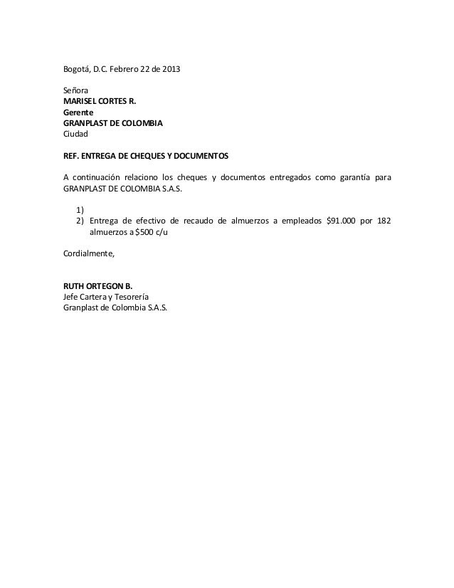 Documento entrega de cheques