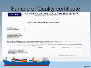 Sample of Quality certificate
 