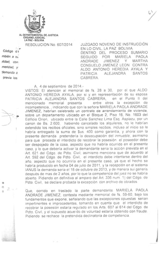 Resolución que deniega excepción de incompetencia presentado por Aldo Heredia y Patricia Santos