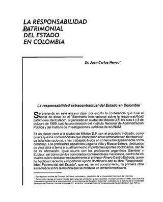 La responsabilidad patrimonial del Estado en Colombia. Por: Juan Carlos Henao