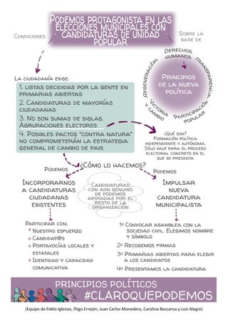 (Equipo de Pablo Iglesias, Íñigo Errejón, Juan Carlos Monedero, Carolina Bescansa y Luís Alegre)  