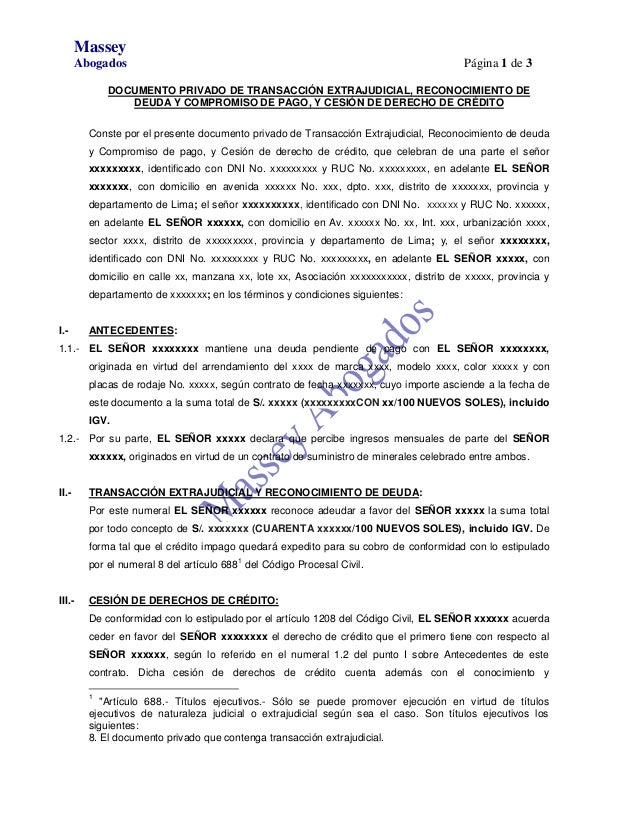 Modelo Reconocimiento De Deuda Prestamo Personal Prestamos Entre Familiares Tributacion