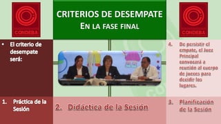 CRITERIOS DE DESEMPATE
EN LA FASE FINAL
 
