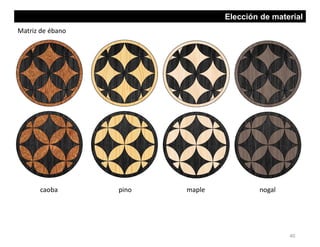 Elección de material
Matriz de ébano
caoba pino maple nogal
40
 