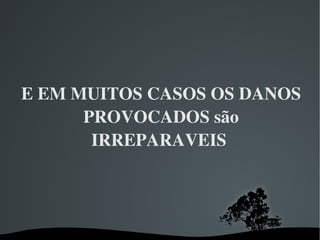 E EM MUITOS CASOS OS DANOS PROVOCADOS são IRREPARAVEIS  
