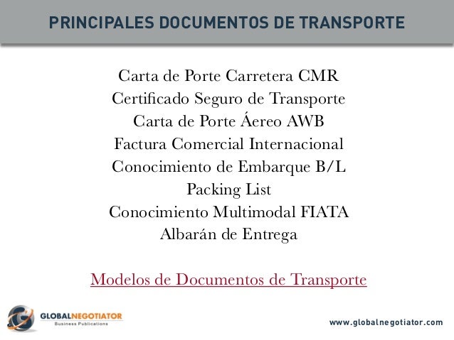 Documentos de Transporte Marítimo, Terrestre, Aéreo