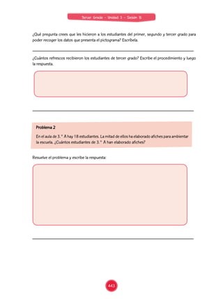 ¿Qué pregunta crees que les hicieron a los estudiantes del primer, segundo y tercer grado para
poder recoger los datos que...