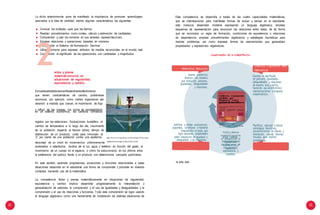 22 23
competencia
Cuánto puede retirar
Diario“ElComercio”
26/12/10
Lo dicho anteriormente pone de manifiesto la importancia de promover aprendizajes
asociados a la idea de cantidad, siendo algunas características las siguientes:
Conocer los múltiples usos que les damos.
Realizar procedimientos como conteo, cálculo y estimación de cantidades.
Comprender y usar los números en sus variadas representaciones.
Emplear relaciones y operaciones basadas en números.
Comprender el Sistema de Numeración Decimal.
Utilizar números para expresar atributos de medida reconocidas en el mundo real.
Comprender el significado de las operaciones con cantidades y magnitudes.
2
Esta competencia se desarrolla a través de las cuatro capacidades matemáticas,
que se interrelacionan para manifestar formas de actuar y pensar en el estudiante,
esto involucra desarrollar modelos expresando un lenguaje algebraico, emplear
esquemas de representación para reconocer las relaciones entre datos, de tal forma
que se reconozca un regla de formación, condiciones de equivalencia o relaciones
de dependencia, emplear procedimientos algebraicos y estrategias heurísticas para
resolver problemas, así como expresar formas de razonamientos que generalizan
propiedades y expresiones algebraicas.
CapaCIdadEs dE la CoMpETEnCIa
Comunica y representa ideas
actúa y piensa
matemáticamente en
situaciones de regularidad,
equivalencia y cambio.
Ennuestroalrededorsemanifiestandiversosfenómenos
que tienen características de cambio, pudiéndose
reconocer, por ejemplo, cómo ciertos organismos van
variando a medida que crecen, el movimiento de flujo
Matematiza situaciones
asociar problemas
diversos con modelos
que involucran patrones,
igualdades, desigualdades
y relaciones.
EM PRESAS DEBERÁN INFORM AR A BANCOS SOBRE LOS ÚLTIM OS SEIS
SUELDOS DE L
Gobierno reglamenta
medidas que
bloqueará retiro
parcial de la CTS
Según los bancos, el 97% de las cuentas no cumple con los
requisitos para poder disponer de la CT S en mayo del 2011.
¿ Q uié ne spuedenre cibir?
matemáticas
Expresa el significado
de patrones, igualdades,
desigualdades y relaciones
de manera oral y escrita,
haciendo uso de diferentes
representaciones y lenguaje
matemático.
y reflujo de las mareas, los ciclos de empleabilidad
en un sistema económico, los cambios climáticos
. T rab ajad ores que laboran
4 h o ras al d ía o 20 ho ras
seman ales co mo mín imo .
En el 2011
EJEMPLO
. T rab ajad oresq ue no p ertenecen al
rég imen d e co ntrato administrativo de
servicio (CAS).
. T rab ajad ores d e emp resas
p ú b licas su jetas al rég imen
lab o ral d e la activid ad p rivada.
Desde mayo hasta el fin del vínculo laboral, po dría dispo ner d el70% d elexced en te
d e seis remu n eracio n es b ru tas
y en su
regidos por las estaciones, fluctuaciones bursátiles, el
Si su
remueración
bruta es de
S/. 1.000
L a p arte in tan gib le
cuenta
CT S tiene
depositado
S/. 10.000
PPoorrllooqquueelala
ccaannttiiddaaddddeelilbibrree
ddiissppoossiicciióónnsseerríaía::
cambio de temperatura a lo largo del día, crecimiento
de la población respecto al tiempo (años), tiempo de
distribución de un producto, costo para inmunizar al
Justificar y validar conclusiones,
supuestos, conjeturas e hipótesis
respaldados en leyes que
rigen patrones, propiedades
d e ls CTS será el importe
de seis remu n eracio n es
b ru tas...
Fuente: Minister io deTr abajo
...+30%
d el sald o
S/. 6.000 S/. 1.200 S/. 2.800 Planificar, ejecutar y valorar
estrategias heurísticas,
procedimientos de cálculo y
estimación, usando diversos
“x” por ciento de una población contra una epidemia, http://w w w.m o nog rafias.com /tr ab ajos9 3/en er gia - sobre relaciones de igualdad y actúa y piensa recursos para resolver
velocidad de un móvil en movimientos uniformemente mareomotriz/energia-m areom otriz.shtml
acelerados o retardados, recibos de la luz, agua o teléfono en función del gasto, el
movimiento de un cuerpo en el espacio, o cómo ha evolucionado en los últimos años
la preferencia del público frente a un producto con determinada campaña publicitaria.
desigualdad y las relaciones.
Razona y argumenta
generando ideas matemáticas
matemáticamente
en situaciones de
regularidad,
equivalencia y
cambio.
problemas.
Elabora y usa estrategias
En este sentido, aprender progresiones, ecuaciones y funciones relacionadas a estas
situaciones desarrolla en el estudiante una forma de comprender y proceder en diversos
contextos haciendo uso de la matemática.
La competencia Actúa y piensa matemáticamente en situaciones de regularidad,
equivalencia y cambio implica desarrollar progresivamente la interpretación y
generalización de patrones, la comprensión y el uso de igualdades y desigualdades, y la
comprensión y el uso de relaciones y funciones. Toda esta comprensión se logra usando
el lenguaje algebraico como una herramienta de modelación de distintas situaciones de
la vida real.
 