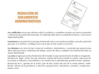 REDACCIÓN DE
DOCUMENTOS
ADMINISTRATIVOS
 