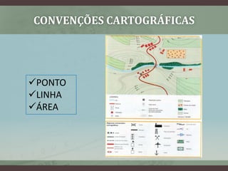 CONVENÇÕES CARTOGRÁFICAS




PONTO
LINHA
ÁREA
 