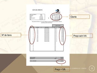 Cliente




Nº de Itens                         Preço sem IVA




              Preço + IVA
                            ESCOLA COMÉRCIO LISBOA   13
 