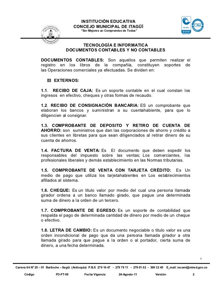 Documentos contables y no contables