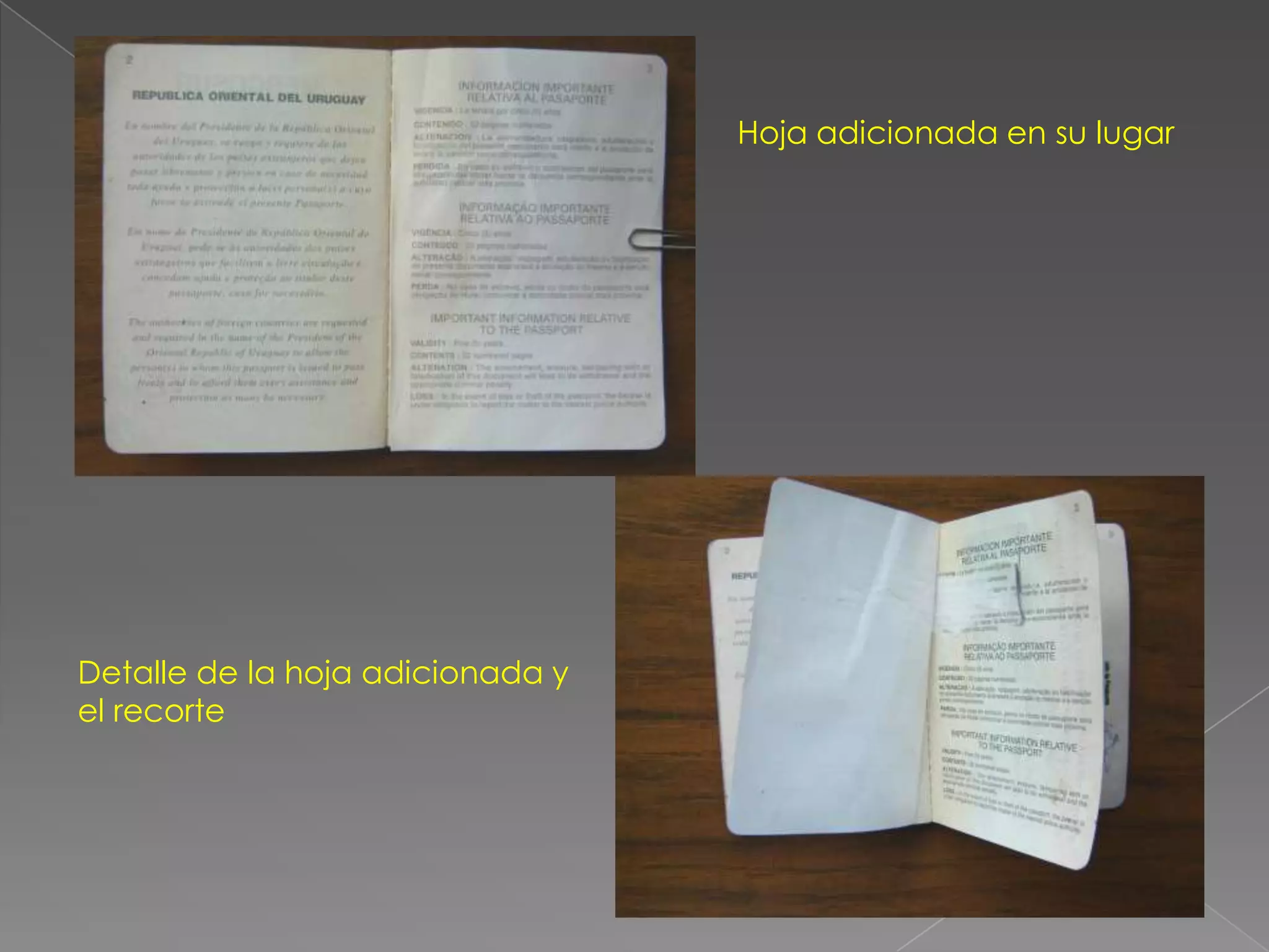 Hoja adicionada en su lugar




Detalle de la hoja adicionada y
el recorte
 