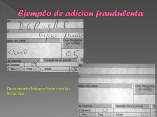 Documento fotografiado con luz
infrarroja
 