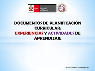 DOCUMENTOS DE PLANIFICACIÒN
CURRICULAR:
EXPERIENCIAS Y ACTIVIDADES DE
APRENDIZAJE
Mg Edna Soledad PRADO YARASCA
 