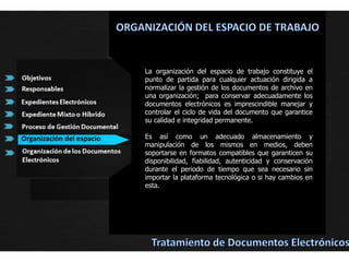 RESPONSABLES1. ÓRGANO PÚBLICO   Dispone la normativa de organización específica y, de no existir previsión normativa, la responsabilidad recae en el encargado de su tramitación.   Los entes deben garantizar el crear y almacenar evidencia; y/o recibir y almacenar datos, para garantizar su integridad, y para mantener la accesibilidad de los datos y la evidencia de los mismos.ResponsablesTratamiento de Documentos Electrónicos
