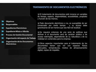 TRATAMIENTO DE DOCUMENTOS ELECTRÓNICOS El tratamiento de documentos está inmerso en variables de tiempo, espacio, disponibilidad, accesibilidad, propósito y función de los mismos.