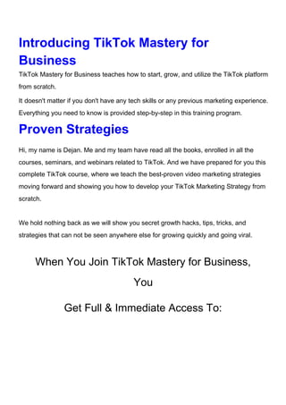 TikTok Mastery for Business | PDF
