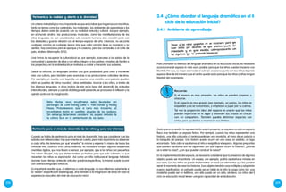 208 209
Pertinente a la realidad y abierto a la diversidad
Un criterio metodológico muy importante es que en la labor que hagamos con los niños,
tanto los temas como los contenidos, los materiales, los ambientes de aprendizaje y los
tiempos deben estar de acuerdo con su realidad natural y cultural. Así, por ejemplo,
en el mundo andino, las producciones musicales, como las manifestaciones de los
otros lenguajes, no son consideradas solo creación humana sino creación junto con
las deidades y guarda relación con el tiempo-espacio del año. Entonces, no se canta
cualquier canción en cualquier época sino que cada canción tiene su momento y su
sentido: hay canciones para el aporque y la cosecha, para los carnavales o el corte de
pelo, etcétera (Warmayllu 2012).
Una forma de recuperar la cultura local es, por ejemplo, acercarse a los sabios de la
comunidad y aprender de ellos y con ellos; integrar a los padres y madres de familia a
los proyectos y en la ambientación, e invitarlos a contar y transmitir sus saberes.
Pertinente para el nivel de desarrollo de los niños y para sus intereses
Cuando se habla de pertinencia para el nivel de desarrollo, hay que considerar que las
edades son referenciales: hay que tenerlas en cuenta, pero más importante es observar
a cada niño. No tenemos por qué “enseñar” lo mismo y esperar lo mismo de todos los
niños de tres, cuatro o cinco años. Además, es necesario romper algunos esquemas
mentales rígidos, que nos llevan a pensar, por ejemplo, que si los niños son pequeños
“no saben dibujar”, hay que darles moldes ya hechos para que solo coloreen. Lo que
necesitan los niños es exploración. Así como un niño balbucea el lenguaje hablado
durante buen tiempo antes de articular palabras específicas, lo mismo puede ocurrir
con diversos lenguajes artísticos.
Es importante resaltar que, al referirnos a cada lenguaje, no nos referimos solamente a
la “sesión” específica en ese lenguaje, sino también a la integración de estos en toda la
experiencia educativa del nivel de educación inicial.
Nota: Muchas veces encontramos aulas decoradas con
personajes de Walt Disney, como el Pato Donald y Mickey
Mouse. Probablemente sean el ícono más frecuente, los
encontramos hasta en pueblitos alejados de las ciudades.
Sin embargo, deberíamos considerar los propios símbolos de
la cultura local en la ambientación de las aulas.
Desde la infancia, los lenguajes brindan una gran posibilidad para crear y mantener
viva una cultura, pero también para acercarse a las producciones culturales de otros.
Por ejemplo, un cuento, una leyenda, un poema, una canción, una película pueden
abrir las puertas de “otros mundos”, otras realidades. Acercar a los niños, a través de
los diversos lenguajes, a otros modos de vivir es la base del desarrollo de actitudes
interculturales, siempre y cuando el diálogo esté presente, se promueva la reflexión y la
opinión junto con la imaginación.
Para promover la vivencia del lenguaje dramático en la educación inicial, es necesario
acondicionar el espacio lo más vacío posible para que los niños puedan moverse con
libertad. Por eso, es mejor acomodar el aula (en ocasiones, junto con los niños) dejando
espacio libre de tal manera que el centro quede vacío para que los niños y niñas tengan
libertad del movimiento.
3.4	 ¿Cómo abordar el lenguaje dramático en el II
ciclo de la educación inicial?
Recuerda:
Si el espacio es muy pequeño, los niños se pueden tropezar y
chocarse.
Si el espacio es muy grande (por ejemplo, un patio), los niños se
expanden y no se concentran, y empiezan a jugar por su cuenta.
Tal vez la proporción ideal del espacio es una en que los niños
puedan repartirse en el lugar y extender sus brazos sin chocar
con un compañero. También puedes delimitar espacios con
cintas para ayudarlos a reconocer sus límites.
Dado que en la sesión, la representación estará presente, se requiere no solo un espacio
físico sino también un espacio ficticio. Por ejemplo, cuando los niños representan una
historia, una silla colocada al centro puede ser una montaña, el trono de un palacio o
la banquita del parque. Una historia puede ocurrir en una casa, un establo, un lago
encantado. Todo cabe si ayudamos al niño a resignificar el espacio. Algunas preguntas
que pueden ayudarlos son las siguientes: ¿en qué lugares ocurre tu historia?, ¿dónde
va a estar la casa?, ¿con qué pueden construir la cueva?
En la implementación del espacio, es necesario considerar que la presencia de algunos
objetos puede ser importante. Un espejo, por ejemplo, podría ayudarlos a mirarse en
sus roles. Con los niños se puede implementar un baúl con elementos que les puedan
servir al momento de crear las historias. Esos objetos tendrán usos múltiples y adquirirán
nuevos significados: un pañuelo puede ser un bebé (si el niño lo carga como tal), una
maderita puede ser un teléfono, una silla puede ser un auto, etcétera. Los niños del II
ciclo de educación inicial tienen una gran capacidad de simbolización.
Poner a los niños pequeños en un escenario para que
sean vistos por decenas de ojos adultos, puede ser
intimidante y, en gran medida, contraproducente con
los objetivos que se pretende favorecer.
3.4.1	Ambiente de aprendizaje
 