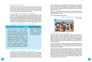 186 187
¿Qué sucede en esta situación?
La maestra, a través de títeres, dio vida a una historia que permite a los niños observar
un conflicto que sucede en la vida cotidiana. La maestra pide a los niños brindar
sugerencias para resolver el conflicto. La historia termina con las sugerencias de los
niños. La maestra ha recurrido al lenguaje dramático a través de los títeres y los niños
lo han usado al imaginar en los títeres la solución al conflicto.
El lenguaje dramático es un modo de expresión cuyo principal elemento es el cuerpo
en acción. Así, se vale de gestos, movimientos y, generalmente, palabras para contar
algo. Tiene un argumento, personajes, presenta una secuencia de acciones y se da en un
determinado lugar. Con el lenguaje dramático, las historias se pueden crear o representar
a través de la pantomima (sin palabras), la dramatización teatral o mediante títeres. En
la representación, se pueden usar otros elementos, como máscaras, vestuario, objetos
cotidianos con valor escenográfico, etcétera, que le añaden fuerza y sentido a la acción.
a. 	¿A qué nos referimos cuando hablamos de lenguaje dramático?
b.	 ¿Qué favorece el lenguaje dramático en el desarrollo de los niños?
juegos, el niño elabora sus vivencias, para poder comprenderlas en la representación,
tanto en el nivel mental como en el afectivo. Por eso, al hacerlo, puede ir modificando
la vivencia de acuerdo con sus necesidades emocionales. Por ejemplo, supongamos
que el niño ha vivido un sismo el día anterior. Cuando esté con sus amigos en el barrio,
“jugará” al temblor con ellos.
Al hacerlo, los niños irán modificando los sucesos en un tono lúdico que les permitirá
comprender mejor los hechos y a sí mismos, así como procesar aspectos emocionales
que puedan haberlos conmovido.
La danza es la celebración de la vida en movimiento.
Ximena Maurial
1.2.3	El lenguaje de la danza
La danza es un lenguaje expresivo que se vale de movimientos corporales cargados de
emoción para expresar y comunicar, generalmente acompañado de música. El cuerpo
“dibuja” en el espacio, al moverse en diversos niveles y direcciones. De ese modo, crea
formas, pero son formas que se suceden en el tiempo. A diferencia del lenguaje gráfico-
plástico, la danza no deja huella, es etérea. Los movimientos, a su vez, están guiados por
una energía específica distinta en cada situación y llevan una musicalidad o ritmo que le
da orden al movimiento.
En la danza, el movimiento, las emociones y la imaginación se integran. Además, se puede
acompañar de elementos con los que también se genere movimiento y que sean un
disparador de la imaginación y de la conciencia corporal. La danza es una manifestación
cultural que está llena de símbolos.
Desde los inicios de la humanidad, los pueblos han danzado con un carácter ritual, pues,
como afirma Maurial citado en el libro de Otero (2010), la danza es la celebración de la
vida en movimiento. Las personas, los grupos y los pueblos danzan para celebrar, contar
historias, transmitir ideas y sentimientos, etcétera, reflejando la estética y la cosmovisión
particular de la cultura en la que se desarrolla (Warmayllu 2008). En nuestro país hay una
riqueza impresionante en el arte de la danza, y es frecuente observar fiestas con danzas
muy diversas en todo nuestro territorio. Los niños son partícipes de esas fiestas y, por lo
tanto, se acercan a la danza de esta manera.
a.	 ¿A qué nos referimos con "lenguaje de la danza"?
c.	 ¿Cómo surge y se desarrolla el lenguaje dramático en los niños?
A medida que los niños van desarrollando su capacidad para atribuir significados,
desarrollan juegos de relación y participación que desembocan en el juego simbólico
de representaciones, como se observó en los ejemplos de la situación 3, en la que los
niños representan a la mamá o se convierten en un tigre. Así, el lenguaje dramático se
inserta naturalmente en el mundo lúdico del niño y forma parte de él. A través de estos
Cuando los niños dramatizan, sucede lo siguiente:
Cuando los niños aprecian una
dramatización, sucede lo siguiente:
	 “Viven” una ficción que les permite comprender
las relaciones humanas y, por tanto, socializar.
	 Representan personajes. Esto les permite conocer no
solo su punto de vista, sino también el de los demás.
	 Manifiestansuidentidadylavanconstruyendoenlamedida
en que sus interacciones enriquecen su mundo interior.
	 Desarrollan otros aspectos relacionados con el
manejo del lenguaje dramático: el dominio y el control
del cuerpo para la expresividad; el poder de las
posibilidades expresivas de la voz; la imaginación, la
noción de tiempo y causalidad en la secuencialidad
de historias, en función de una acción dramática.
	 Incrementan el desarrollo de la imaginación para la
solución de problemas relacionados con la forma en
que se va a representar una historia y el uso creativo del
espacio,diferenciandoentreelespacio“real”yel“ficcional”.
	 Se promueve el desarrollo de la
imaginación, el pensamiento
divergente y las funciones
mentales superiores, como la
atención, la sensopercepción,
la interpretación y la reflexión.
 