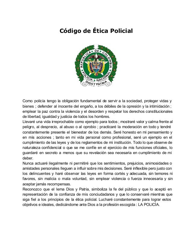 Policia Nacional - Codigo de la etica