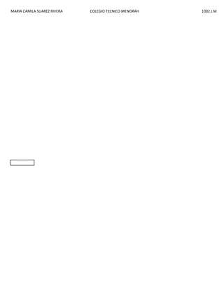 MARIA CAMILA SUAREZ RIVERA

COLEGIO TECNICO MENORAH

1002 J.M

 