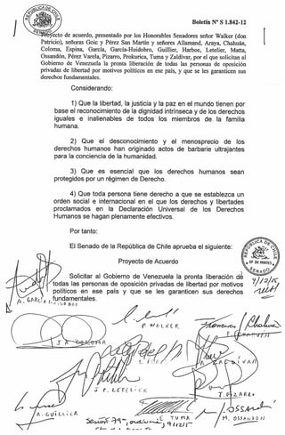Senado de Chile solicita liberación de Leopoldo López y presos políticos