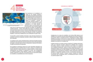26 27
Nos encontramos en la actualidad en un
contexto de una sociedad cambiante e
impredecible,enlaqueestamosavanzandoa
pasosagigantadostantoeneldesarrollodela
ciencia y la tecnología, por ello contamos con
las TIC cada vez más potentes, reconocemos
sistemas de transporte y procesos de
comunicación altamente eficientes, lo que
ha traído como consecuencia que estamos
enfrentados a un mundo saturado de
información y datos. Es en este contexto en que
nos ha tocado vivir, que nos sentimos inseguros
sobre cuál es la mejor forma para tomar desiciones; por ejemplo, nos enfrentamos a
resultados electorales inciertos, ciertas edificaciones colapsan, se manifiestan caídas
en los mercados de valores, tenemos condiciones metereológicas cuyas previsiones no
son fiables, predicciones de aumento o disminución del crecimiento de la población,
los modelos económicos que no muestran una constante y, por tanto, no expresan una
linealidad, y muchas otras manifestaciones de la incertidumbre de nuestro mundo.
En este sentido, aprender estadística relacionada a estas situaciones desarrolla en el
estudiante una forma de comprender y proceder en diversos contextos haciendo uso
de la matemática.
La competencia Actúa y piensa matemáticamente en situaciones de gestión de datos e
incertidumbreimplicadesarrollarprogresivamenteformascadavezmásespecializadas
de recopilar, y el procesar datos, así como la interpretación y valoración de los datos, y
el análisis de situaciones de incertidumbre.
Esta competencia se desarrolla a través de las cuatro capacidades matemáticas que
se interrelacionan para manifestar formas de actuar y pensar en el estudiante, esto
involucra desarrollar modelos expresando un lenguaje estadístico, emplear variadas
representaciones que expresen la organización de datos, usan procedimientos
con medidas de tendencia central, dispersión y posición, así como probabilidad en
variadas condiciones; por otro lado, se promueven formas de razonamiento basados
en la estadística y la probabilidad para la toma de decisiones.
http://focoblanco.com.uy/2014/05/aumentan-las-posibilidades-de-fenome-
no-climatico-el-nino-para-america-del-sur/
Investigaciones en el campo de la estadística, como Holmes (1980); destacan que la
estadística es una parte de la educación general deseable para los futuros ciudadanos,
pues precisan adquirir la capacidad de lectura e interpretación de tablas y gráficos
estadísticos que aparecen con frecuencia en medios informativos. Para Watson (2002),
el pensamiento estadístico es el proceso que debería tener lugar cuando la metodología
estadística se encuentra con un problema real.
El objetivo principal no es convertir a los futuros ciudadanos en “estadísticos aficionados”;
puesto que la aplicación razonable y eficiente de la estadística para la resolución
de problemas requiere un amplio conocimiento de esta materia y es competencia
de los estadísticos profesionales. Tampoco se trata de capacitarlos en el cálculo y la
representación gráfica, ya que los ordenadores hoy día resuelven este problema. Lo que
se pretende es proporcionar una cultura estadística, “que se refiere a dos componentes
interrelacionados: a) capacidad para interpretar y evaluar críticamente la información
estadística, los argumentos apoyados en datos o los fenómenos estocásticos que
las personas pueden encontrar en diversos contextos, incluyendo los medios de
comunicación, pero no limitándose a ellos, y b) capacidad para discutir o comunicar
sus opiniones respecto a tales”.
competencia
Actúa y piensa
matemáticamente en
situaciones de gestión de
datos e incertidumbre.4
CAPACIDADES DE LA COMPETENCIA
Comunica y representa ideas
matemáticas
Planificar, ejecutar y valorar
estrategias heurísticas y
procedimientos para la
recolección y procesamiento
de datos y el análisis de
problemas en situaciones de
insertidumbre.
Expresar el significado de
conceptos estadísticos y
probabilísticos, de manera
oral y escrita, haciendo uso de
diferentes representaciones y
lenguaje matemático.
Matematiza situaciones
Elabora y usa estrategias
Asociaro problemas
diversos con modelos
estadísticos y
probabilísticos.
Justificar y validar concluciones,
supuestos, conjeturas e
hipótesis, respaldados en
conceptos estadísticos y
probabilísticos.
Actúa y piensa
matemáticamente
en situaciones de
gestión de datos
e incertidumbre.
Razona y argumenta
generando ideas matemáticas
PIURA
TINGOMARÍA
PUERTO
MALDONADO
PUCALLPA
CHIMBOTE
TACNA
PUNO
LIMA
TRUJILLO
TARAPOTO
MOQUEGUA
CHICLAYO
IQUITOS
TUMBES
22° 22° 22° 22°23°
20°
21° 21° 21° 21° 21° 20°
26°
35° 35°
19°
34°
14°
33°
7°
32°
31° 31°
30° 29°
28° 28° 27°
Con 30ºC o más Ciudades con menos de 30ºC
Temperatura máxima
Temperatura mínima
Temperaturas de más de 30 grados
Piura
Ica
Ucayali
Arequipa
Madre de Dios
Cusco
Tacna
Puno
Lima
Trujillo
Huánuco
Chiclayo
Iquitos
Cajamarca
Tumbes
LEYENDA
Parcialmente
nublado y brillo
solar
Parcialmente
nublado y brillo
solar
Lluvias
ligeras a
moderadas
 