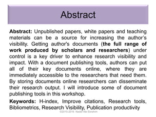 “Document Publishing Tools” for Research Visibility Improvement | PPT ...