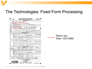 The Technologies: Fixed Form Processing Name: Ilya Date: 12/21/2982 