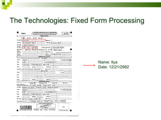 The Technologies: Fixed Form Processing Name: Ilya Date: 12/21/2982 