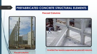 Precast Columns
PREFABRICATED CONCRETE STRUCTURAL ELEMENTS
Precast columns
Inverted Tee beams supported on precast columns
17
 