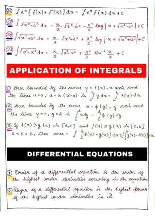 APPLICATION OF INTEGRALS
DIFFERENTIAL EQUATIONS
 