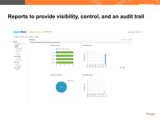 Reports to provide visibility, control, and an audit trail
 
