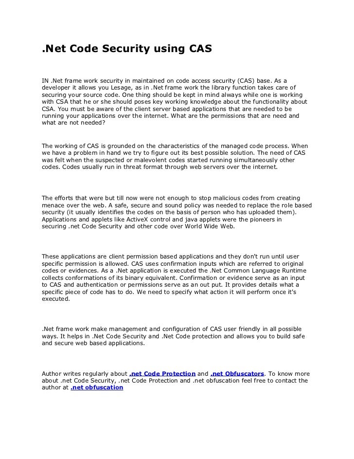 Code Security using CAS