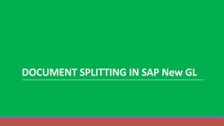 DOCUMENT SPLITTING IN SAP New GL
 